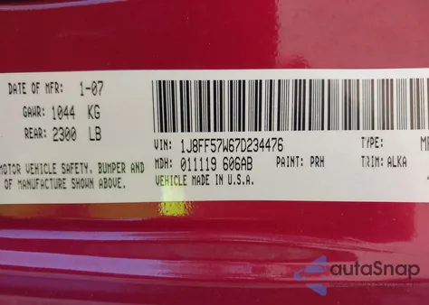 2007 Jeep Compass Limited z USA, uszkodzony, nr VIN 1J8FF57W67D234476